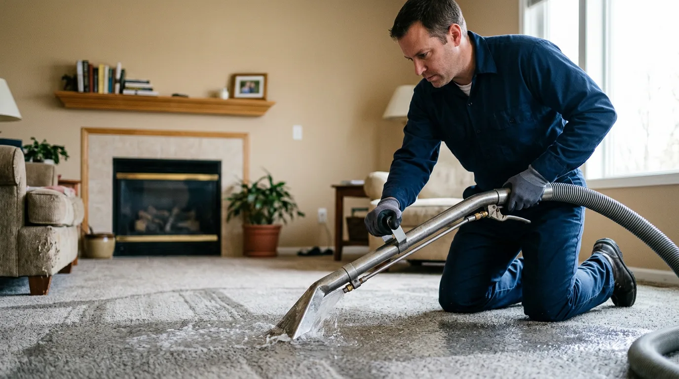 Water damage restoration technician working near Prentice, WI